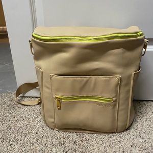 Fawn Design Full Size diaper bag with neon zipper